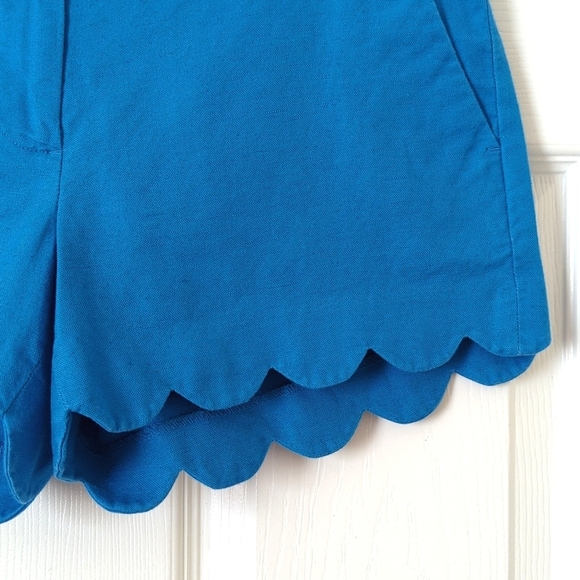 J. Crew Lightweight Linen & Cotton Blend Mid Rise Scalloped Hem Shorts Blue 2 - Picture 8 of 10